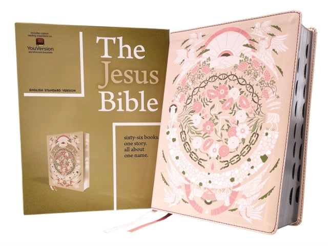 Jesus Bible Artist Edition, ESV, (With Thumb Tabs to Help Locate the Books of the Bible), Leathersoft, Peach Floral, Thumb Indexed