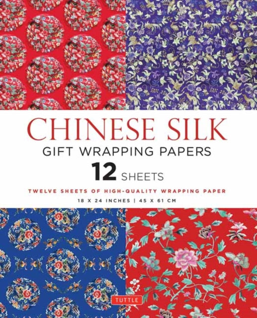 Chinese Silk Gift Wrapping Papers: 12 Sheets of High-Quality 18 x 24 inch Wrapping Paper