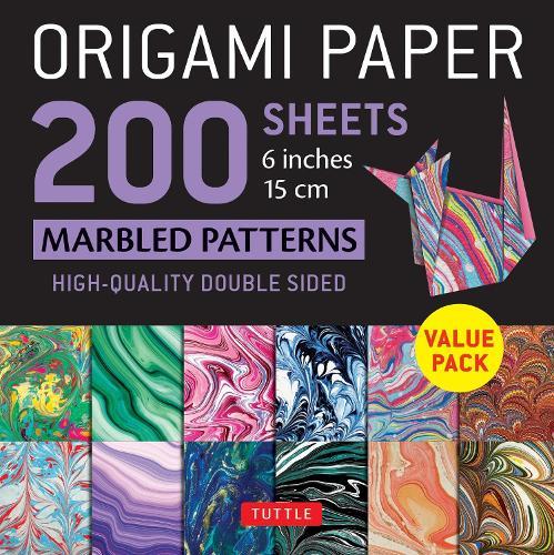 Origami Paper 200 sheets Marbled Patterns 6" (15 cm) - Tuttle Origami Paper: High-Quality Double Sided Origami Sheets Printed with 12 Different Patterns (Instructions for 6 Projects Included)