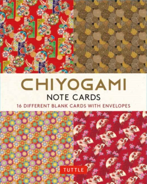 Chiyogami Japanese, 16 Note Cards - 16 Different Blank Cards with 17 Patterned Envelopes