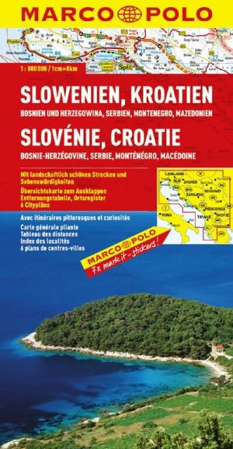 Avtokarta  - Slovenija, Hrvaška, Bosna in Hercegovina, Srbija, Črna gora, Makedonija / Slowenien, Kroatien, Bosnien und Herzegowina, Serbien, Montenegro, Mazedonien 1:800.000
