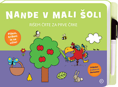 Nande v mali šoli: Rišem črte za prve črke (z dodanim flomastrom)