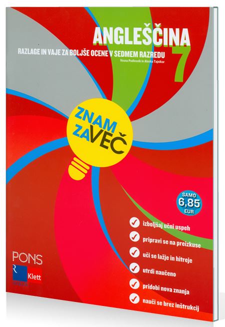 ZNAM ZA VEČ, ANGLEŠČINA 7, učni pripomoček za angleščino v 7. razredu osnovne šole