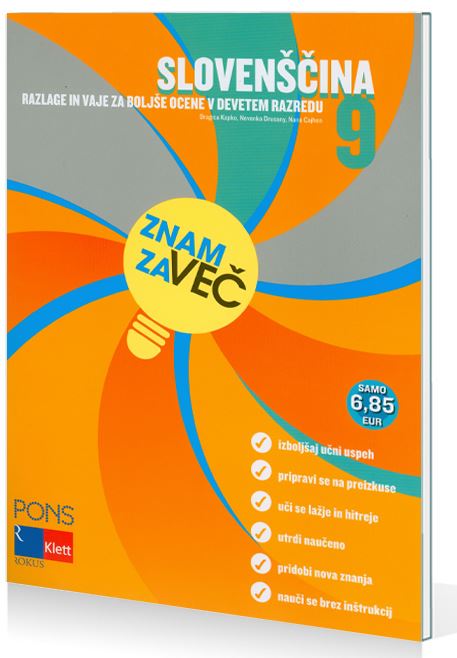 ZNAM ZA VEČ, SLOVENŠČINA 9, učni pripomoček za slovenščino v 9. razredu osnovne šole
