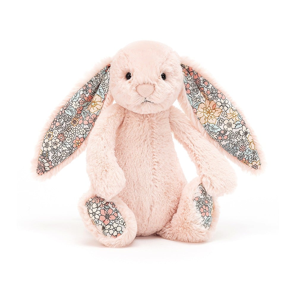 Plišasta igrača Zajec sv. roza s cvetovi - JELLYCAT, 18 cm