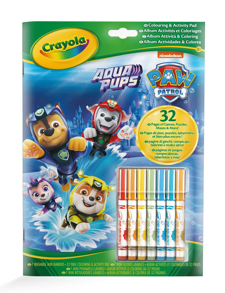 Pobarvanka z nalogami + flomastri Crayola, Paw Patrol