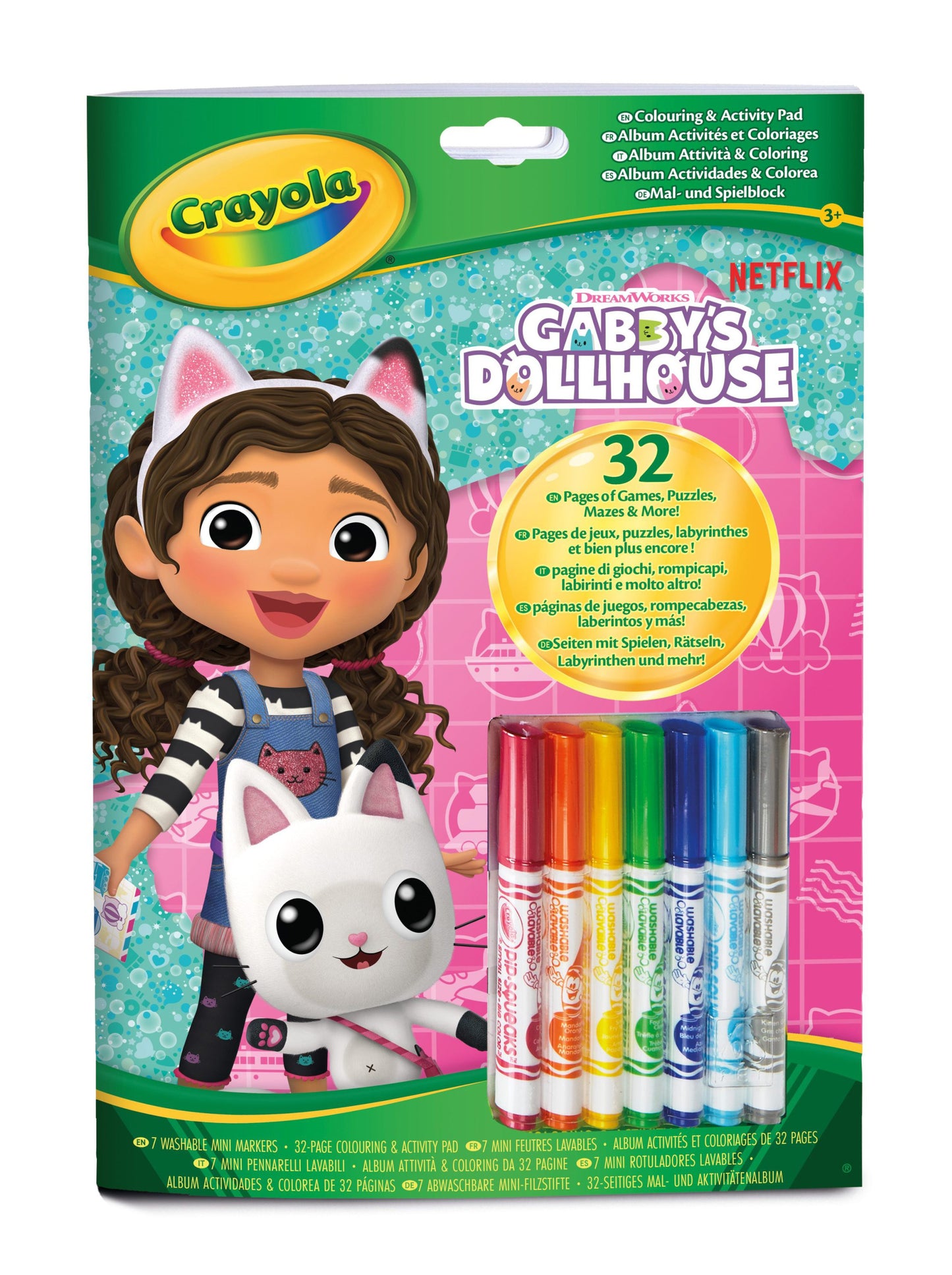 Pobarvanka z nalogami + flomastri Crayola, Gabby's Dollhouse