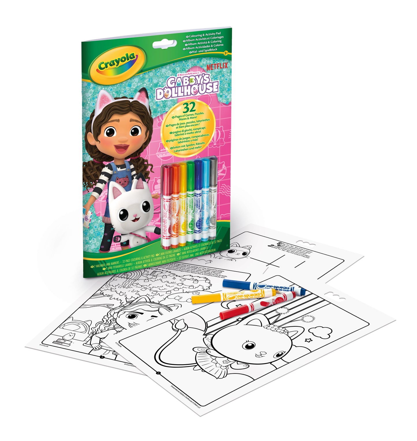 Pobarvanka z nalogami + flomastri Crayola, Gabby's Dollhouse