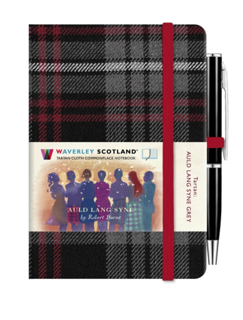 Auld Lang Synge Grey Mini Hardback Notebook with Pen; 10.5cm x 7cm