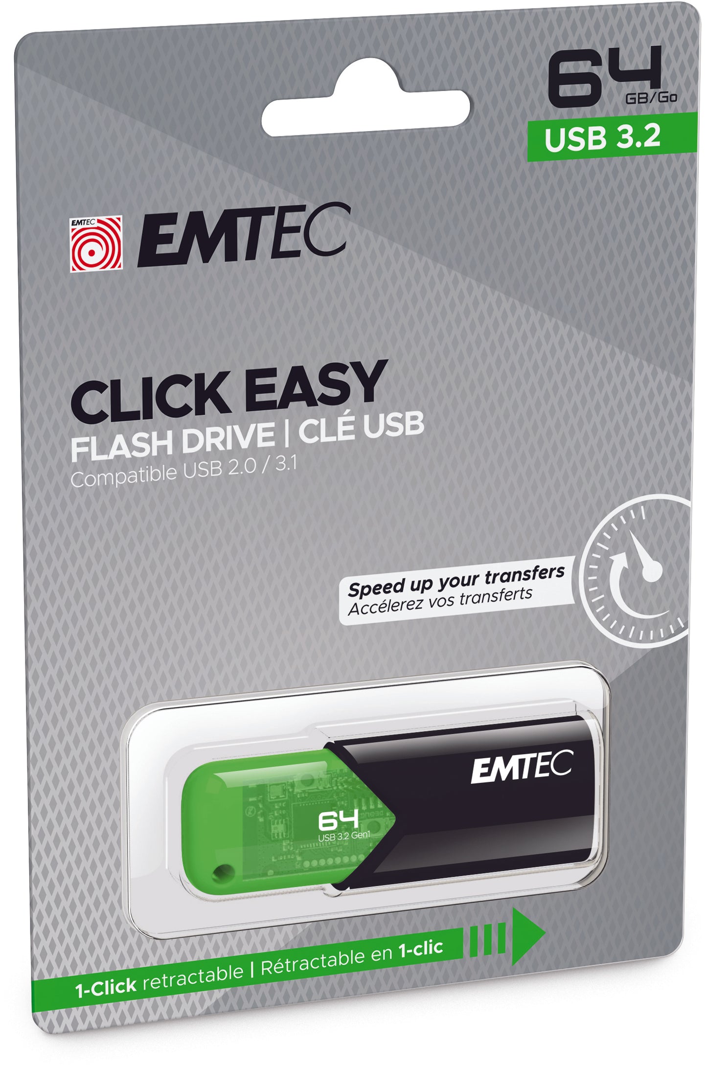 USB disk EMTEC 64GB Click E B110 3.2 Zelen