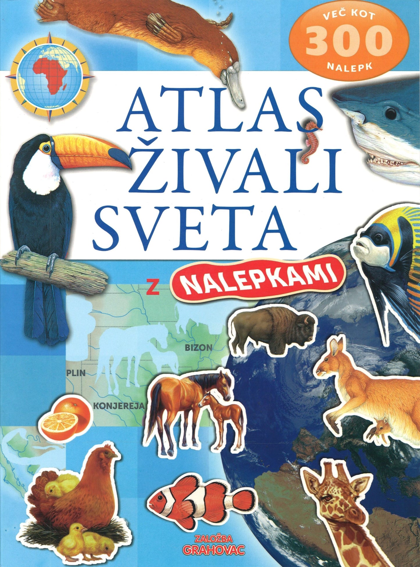 Atlas živali sveta z nalepkami