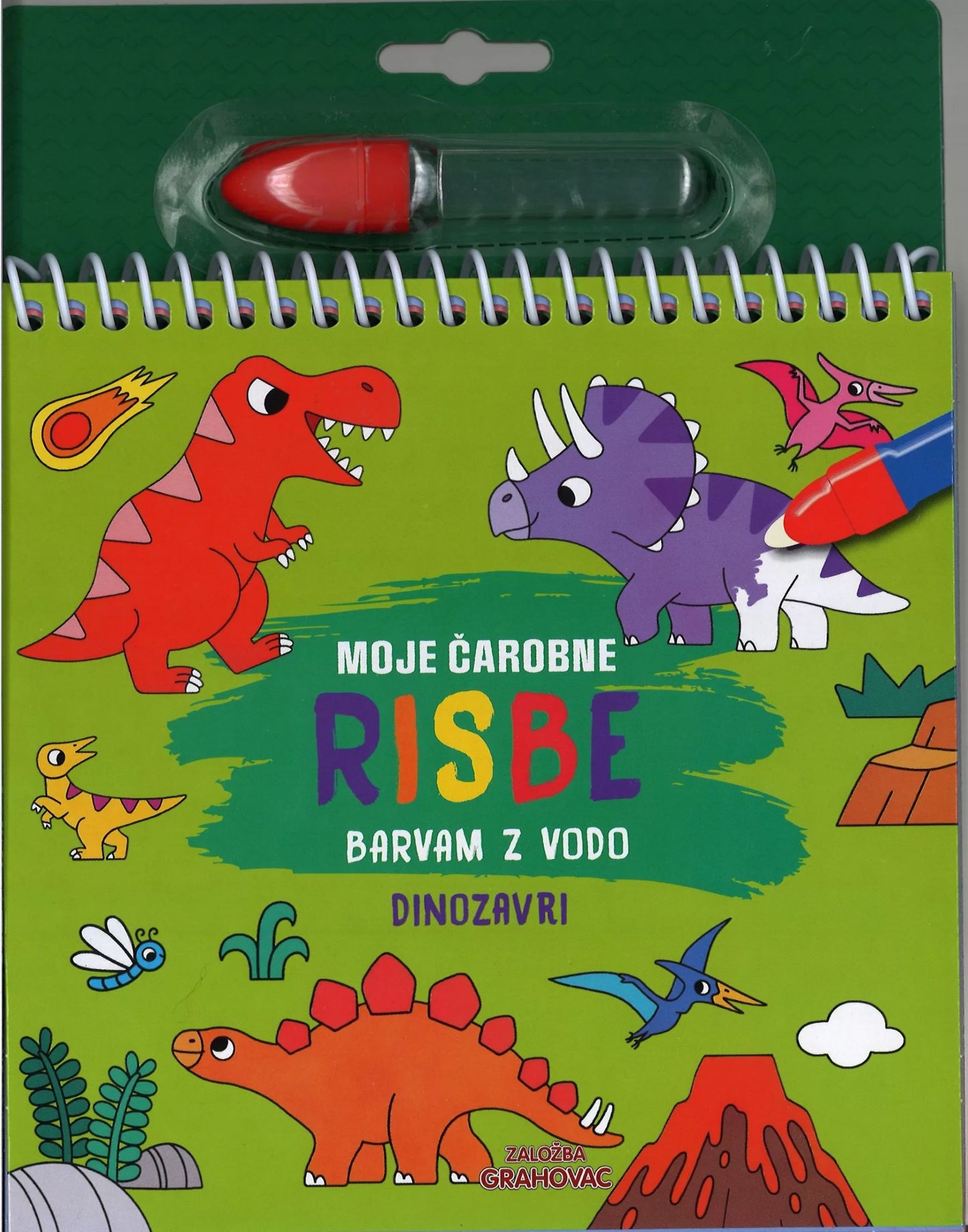 Moje čarobne risbe: Dinozavri (barvam z vodo)