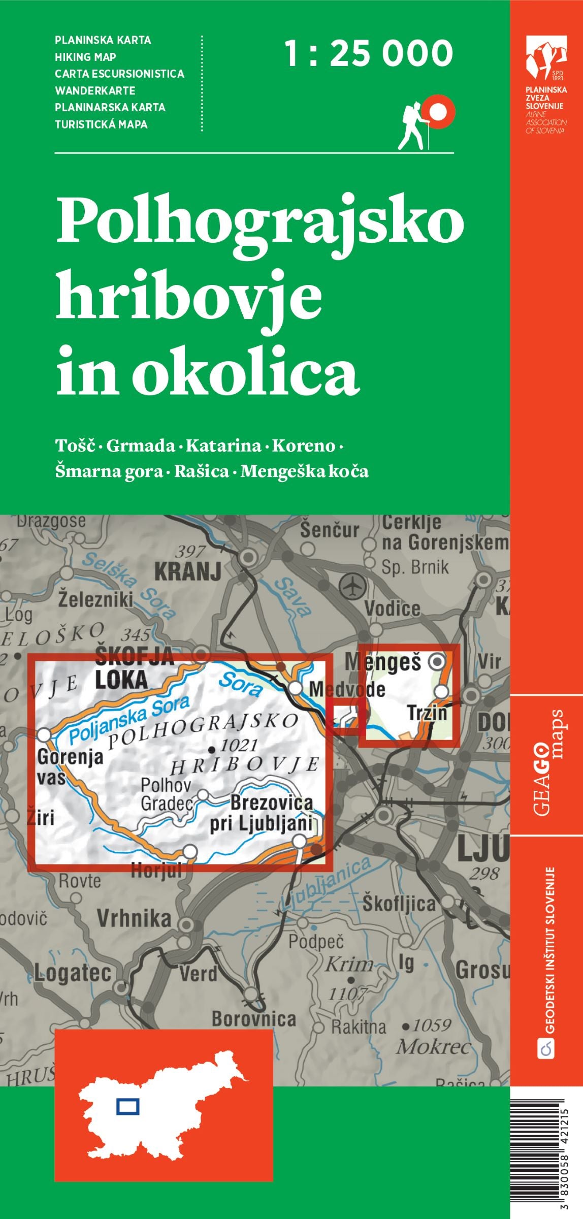 Polhograjsko hribovje in okolica 1 : 25.000 (planinska karta)