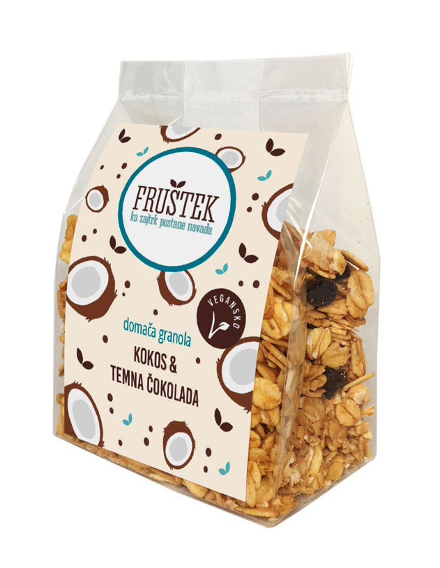 Granola Fruštek KOKOS IN TEMNA ČOKOLADA, mini, 60g