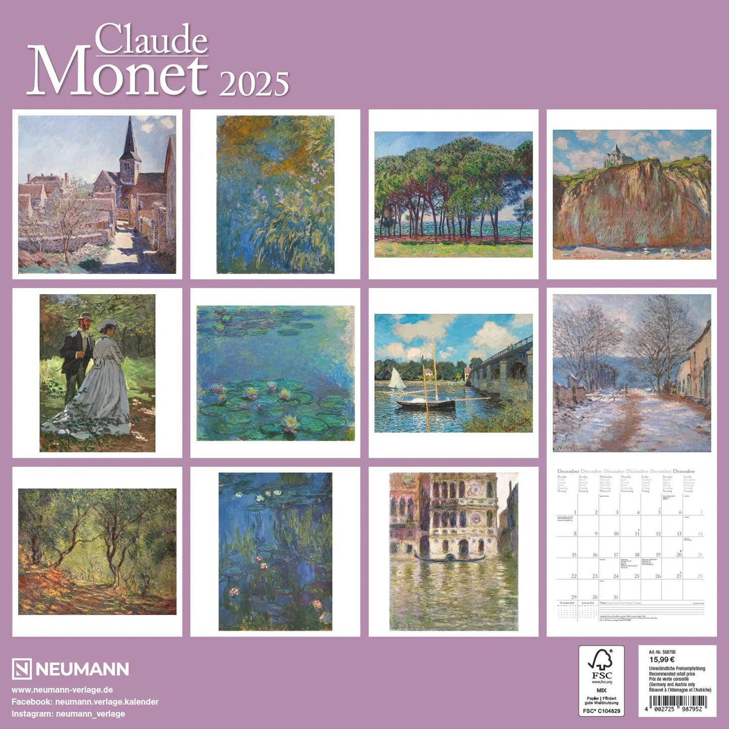 Koledar CLAUDE MONET 2025 30x30 cm