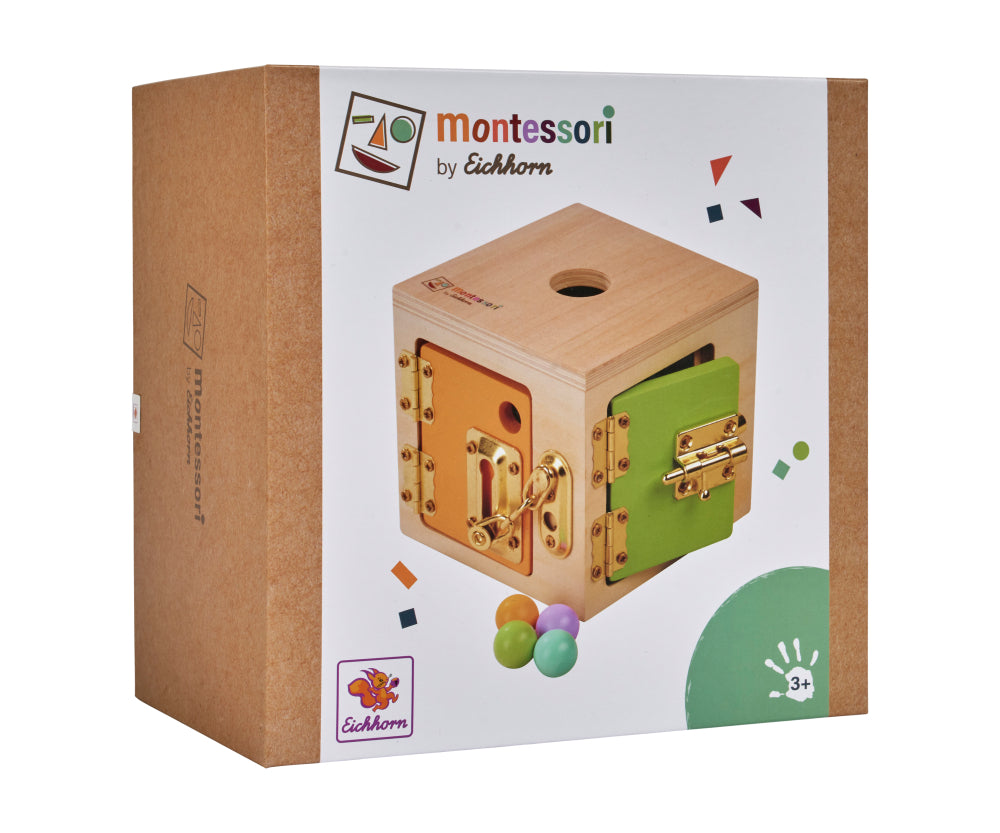 Montessori kocka z ključavnicami – Eichhorn