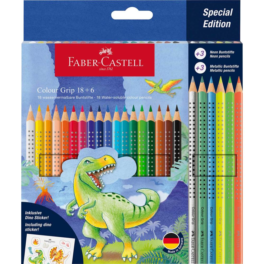 Barvice Faber-Castell Grip Dino, 18+6/1