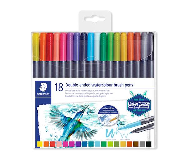 Flomastri Staedtler 3001 TB18 02 DJ, obojestrnski, akvel, 18/1