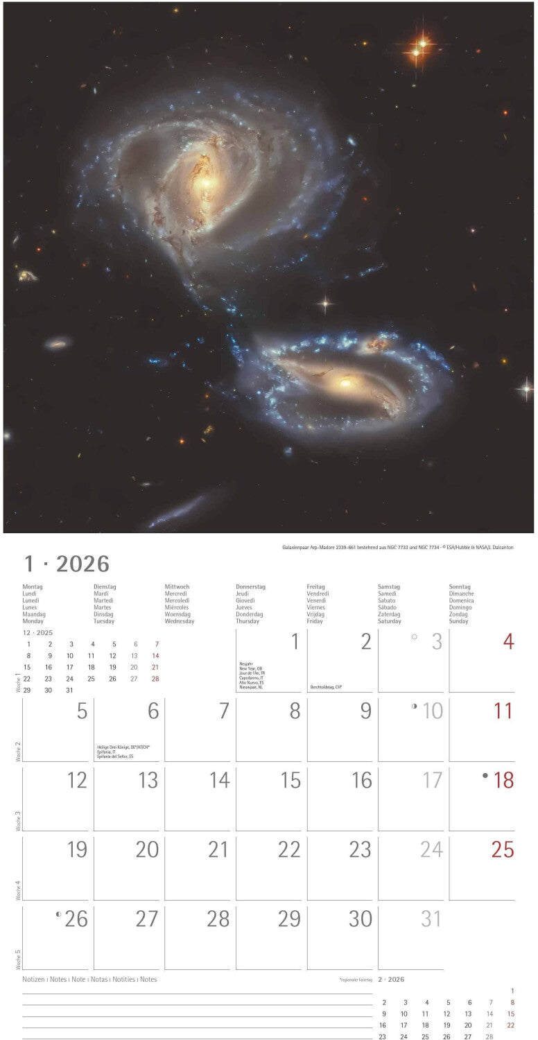 Koledar SPACE 2026, 30x30 cm