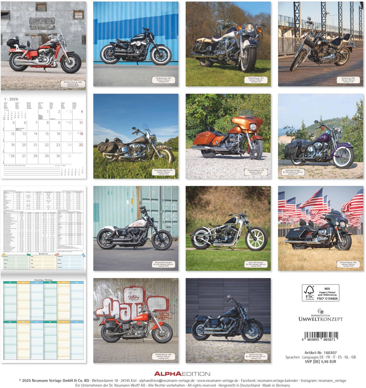 Koledar HARLEYS 2026, 30x30 cm