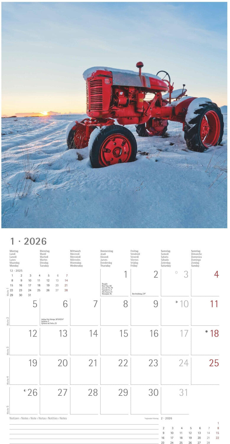 Koledar TRACTORS 2026, 30x30 cm