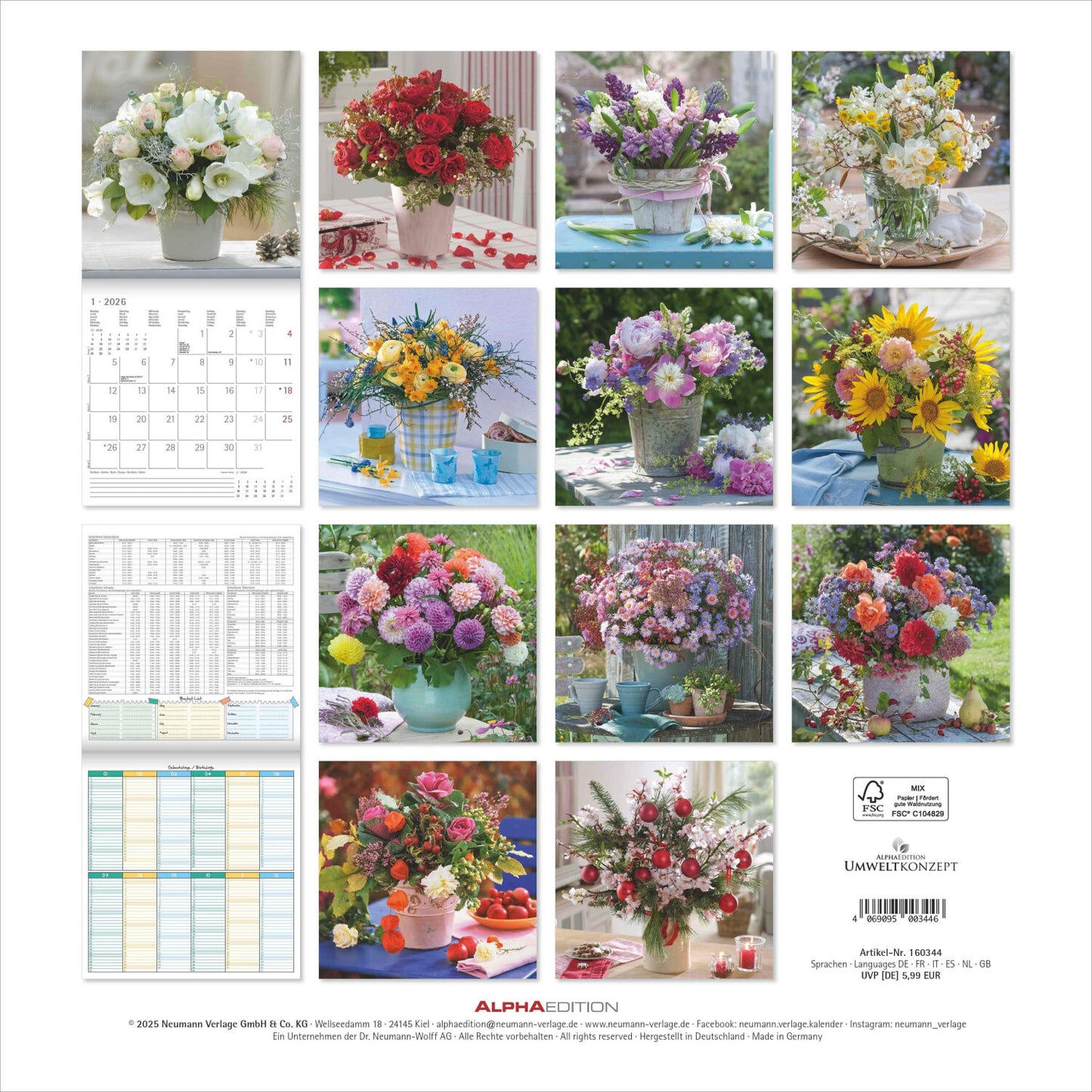 Koledar FLOWERDREAMS 2026, 30x30 cm