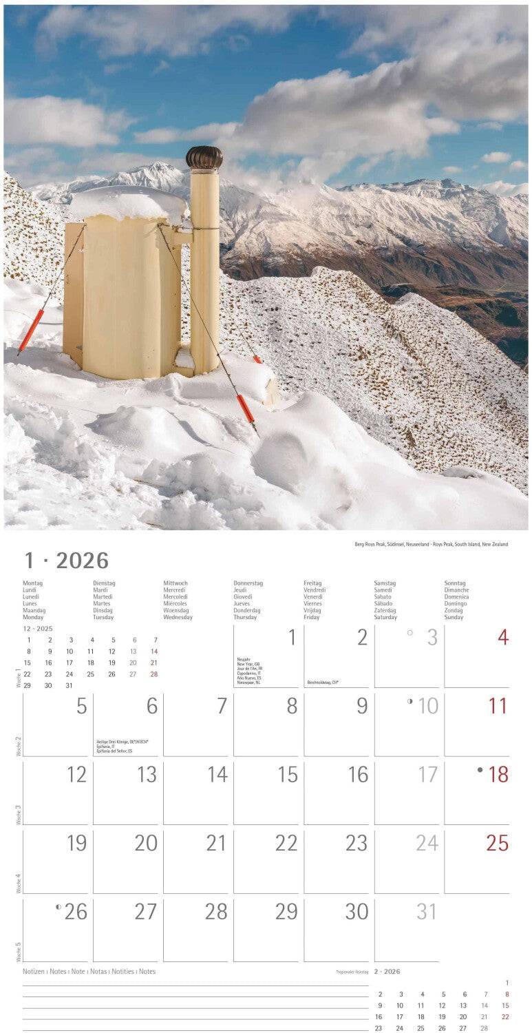 Koledar TOILETS AROUND THE WORLD 2026, 30x30 cm