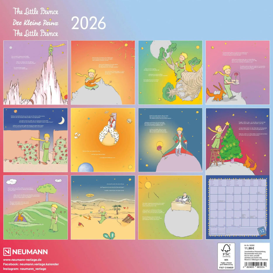 Koledar THE LITTLE PRINCE 2026, 30x30 cm