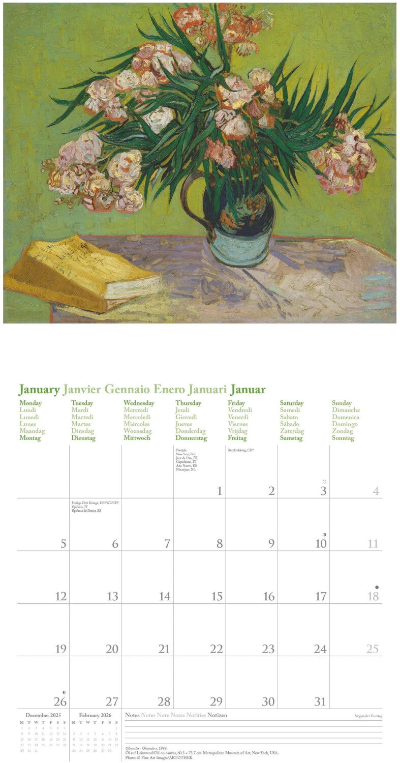 Koledar VINCENT VAN GOGH 2026, 30x30 cm