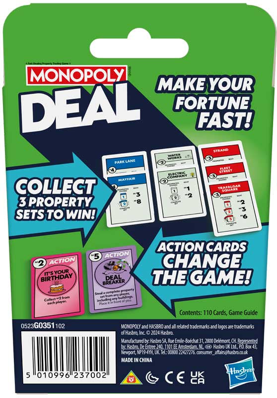 Družabna igra, Monopoly deal karte-angleška verzija