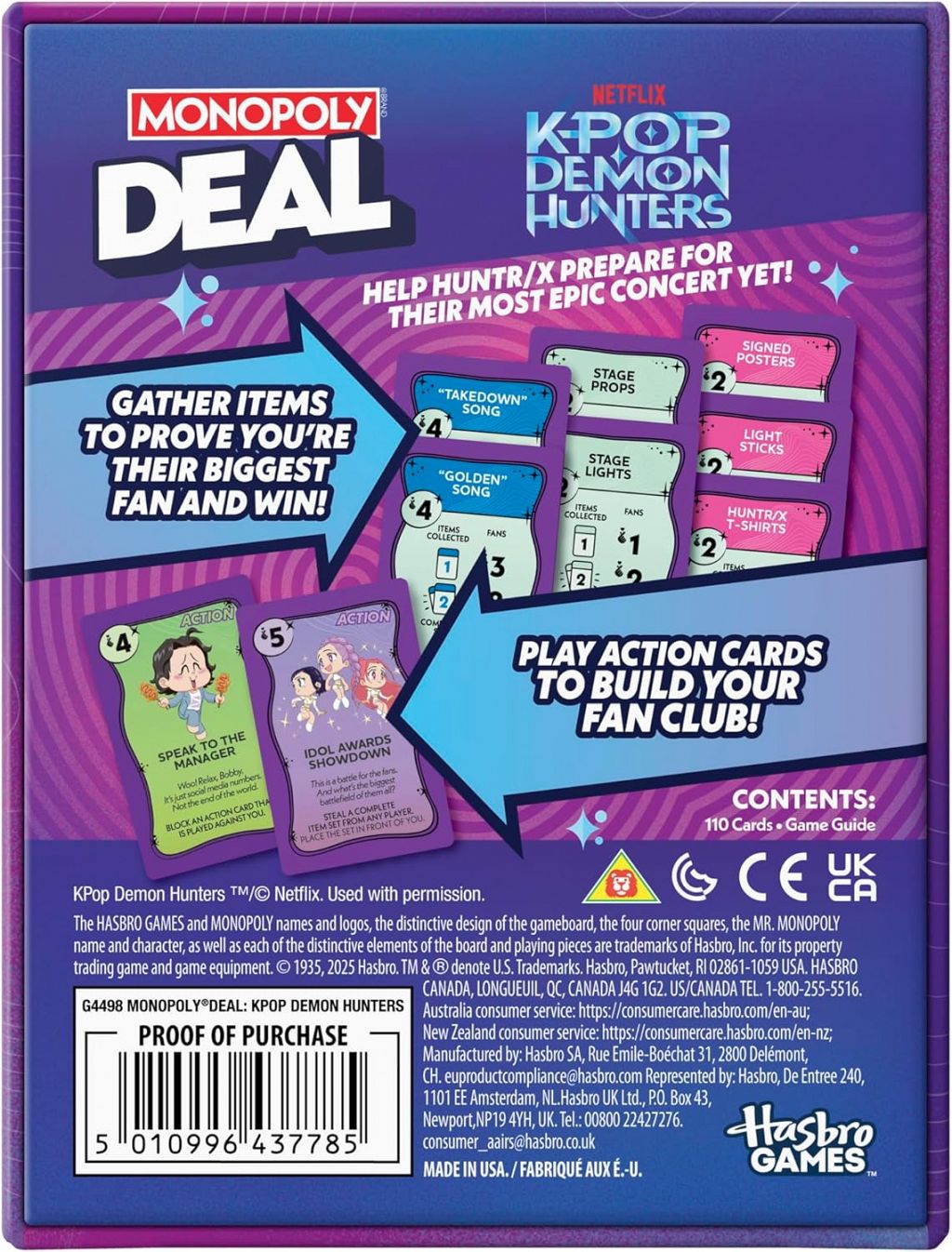 Družabna igra Monopoly Deal K-Pop Demon Hunters – angleška izdaja
