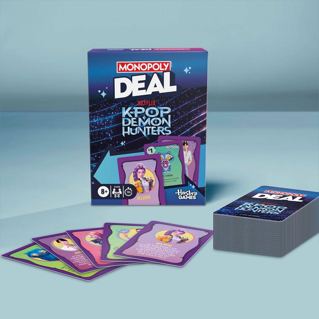 Družabna igra Monopoly Deal K-Pop Demon Hunters – angleška izdaja