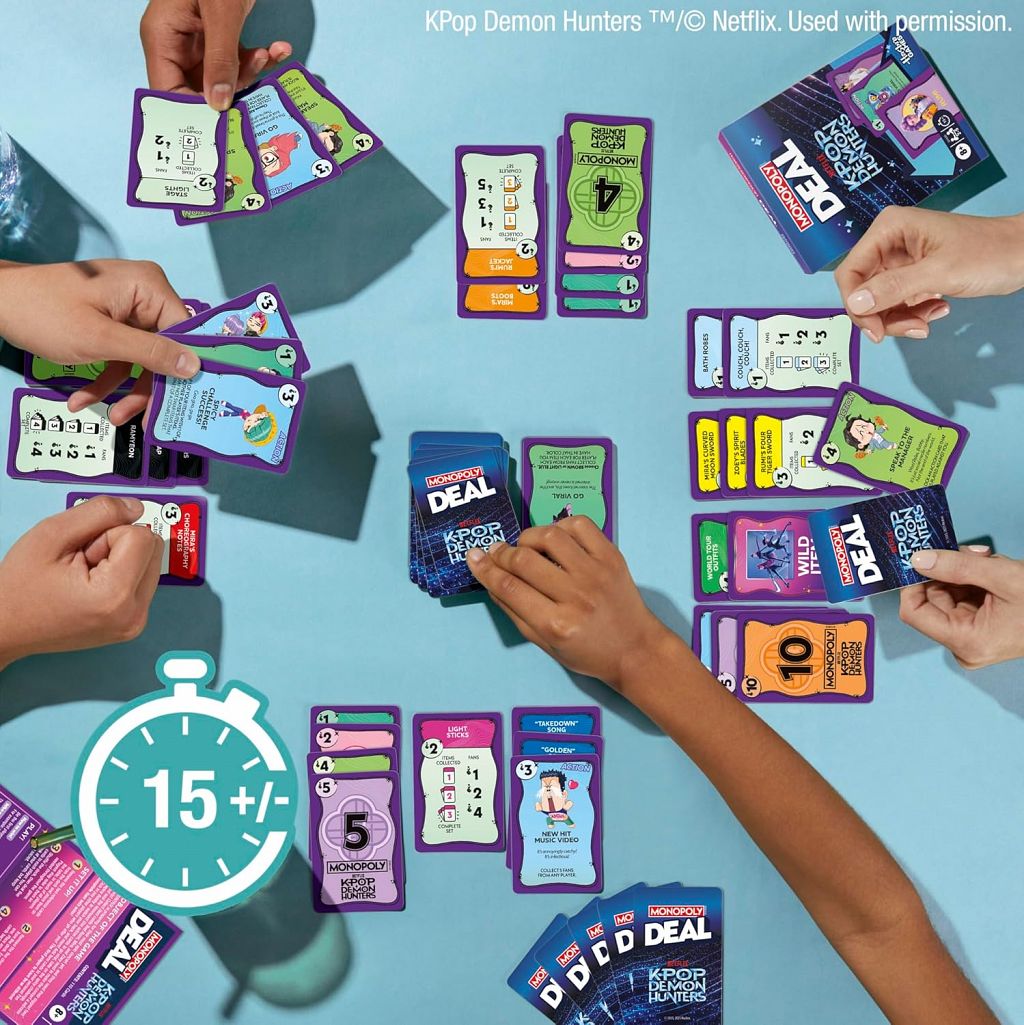 Družabna igra Monopoly Deal K-Pop Demon Hunters – angleška izdaja