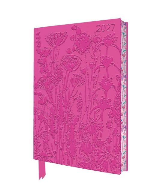 Lucy Innes Williams: Pink Garden House 2027 Artisan Art Vegan Leather Diary Planner - Page to View with Notes