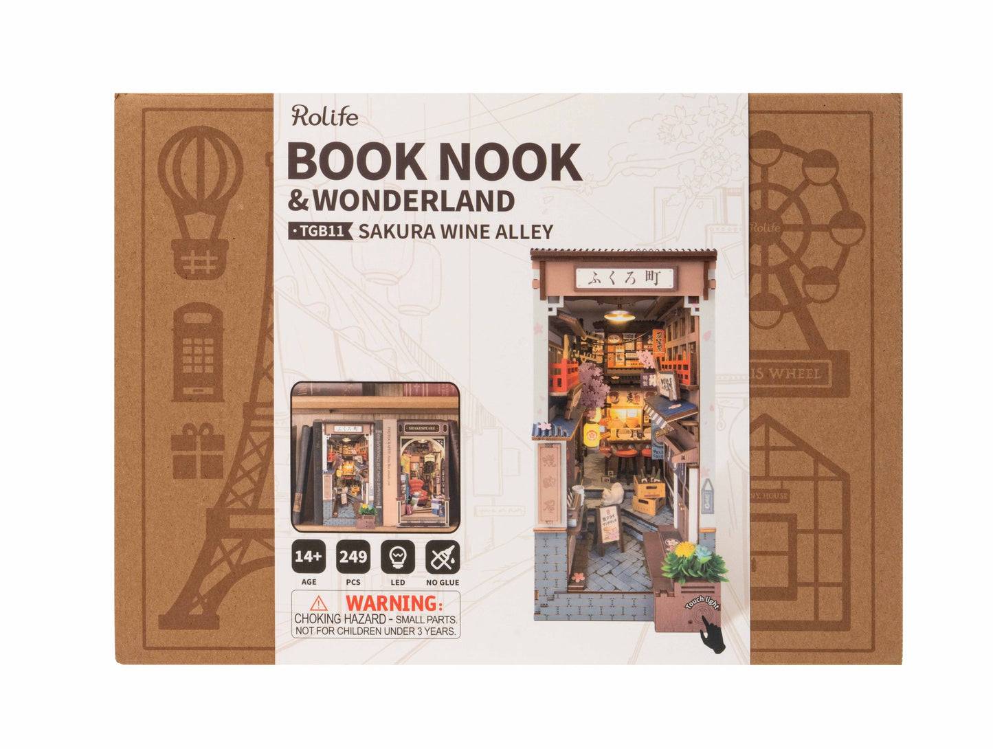 3D sestavljanka in držalo za knjige Book Nook, Sakura Wine Alley