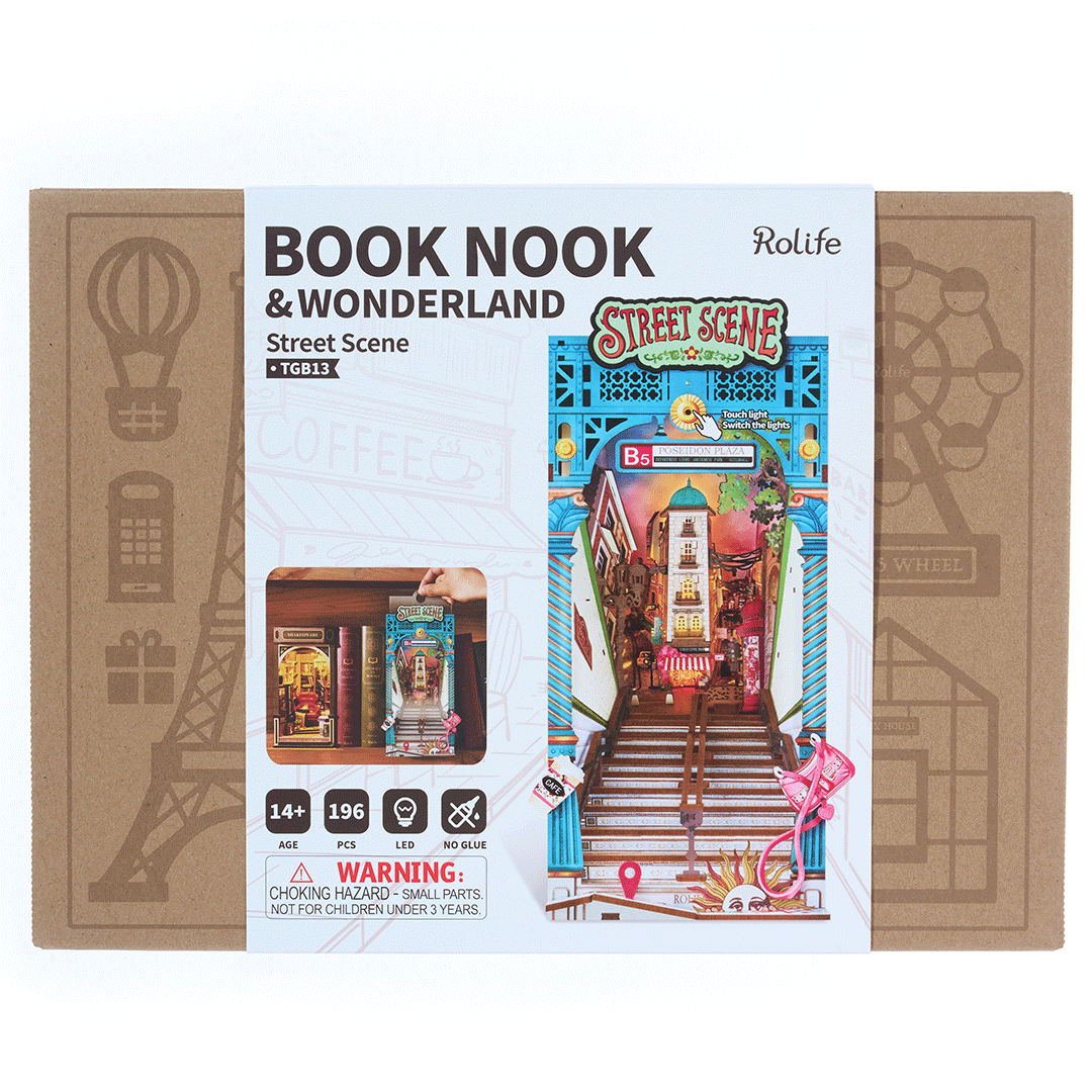 3D sestavljanka in držalo za knjige Book Nook, Ulični prizor