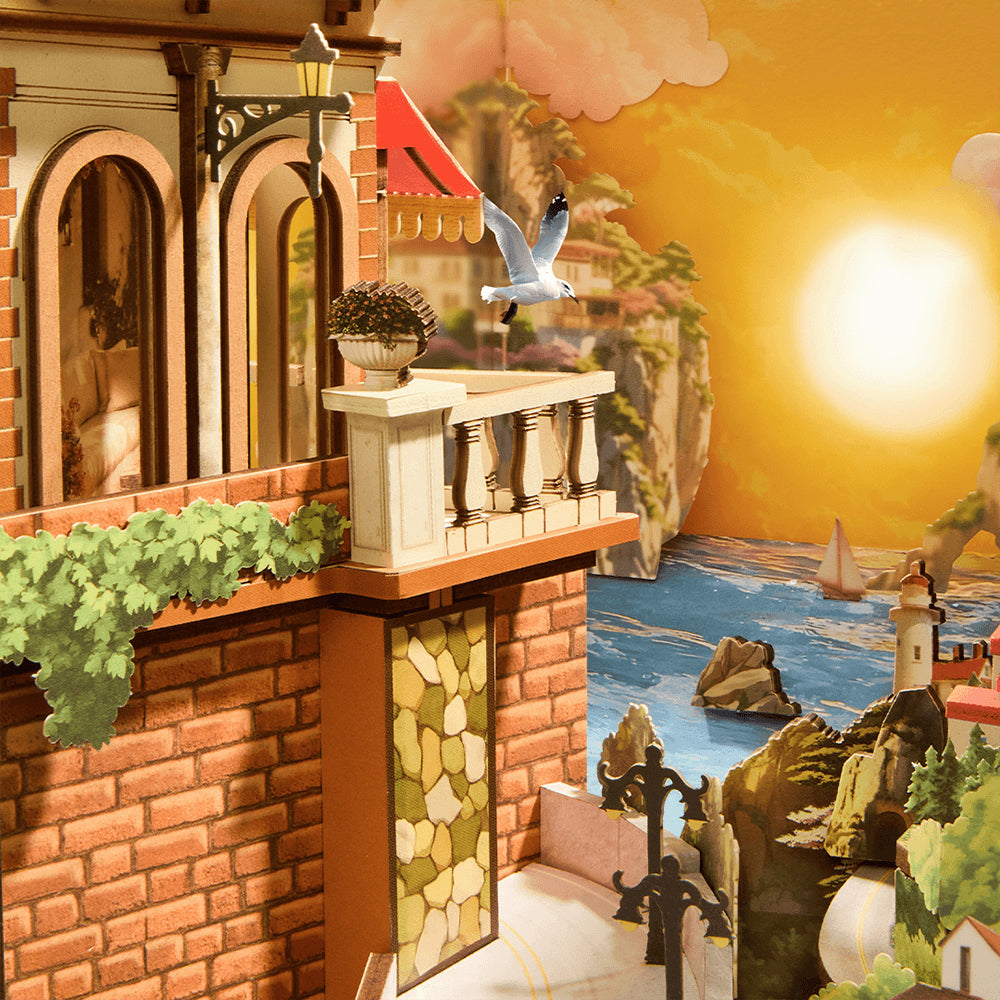 3D sestavljanka in držalo za knjige Book Nook, Sunset Isle