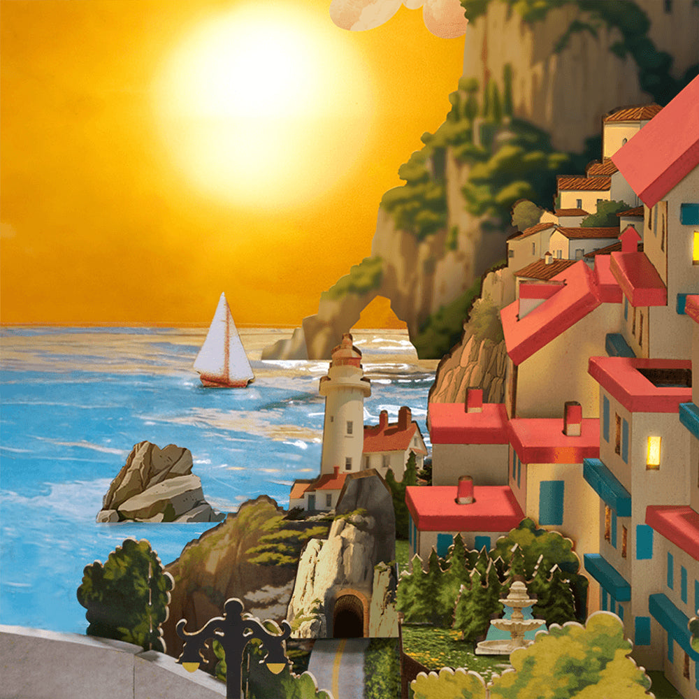 3D sestavljanka in držalo za knjige Book Nook, Sunset Isle