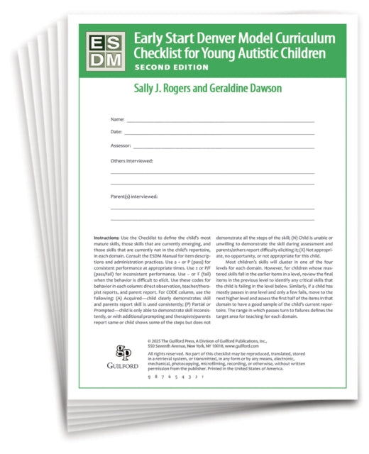 Early Start Denver Model Curriculum Checklist for Infants and Young Autistic Children, Second Edition