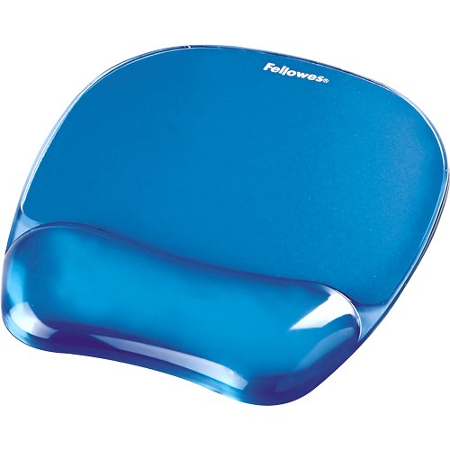 Podloga za miško z naslonom Fellowes Crystal Gel, modra