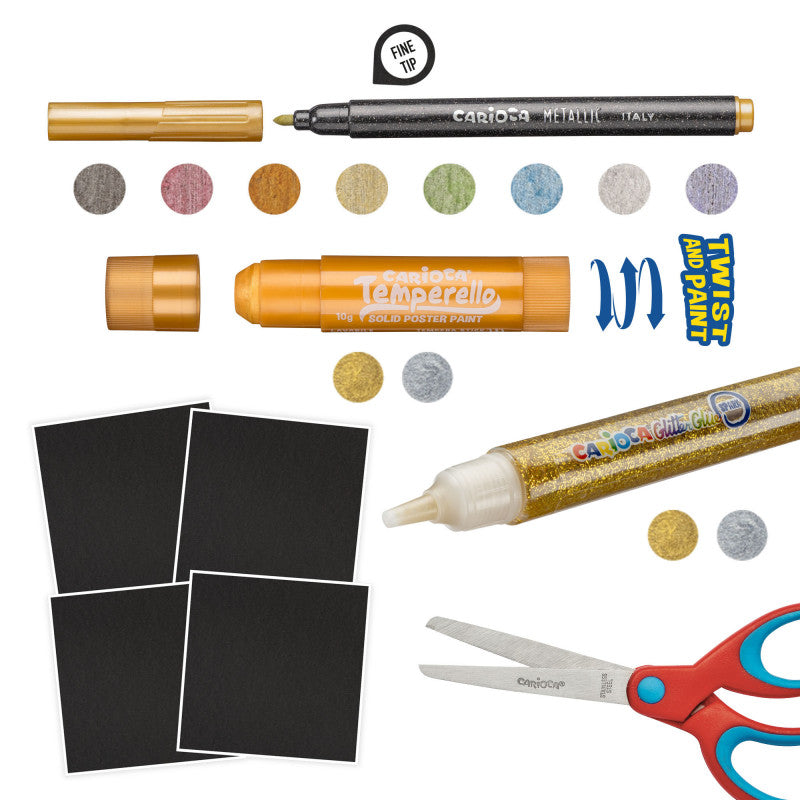 Kreativni set za izdelavo voščilnic Carioca Metallic, 17/1