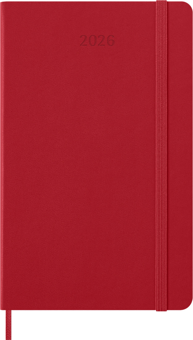Planer Moleskine 2026, 12-mesečni, large, dnevni, trde platnice, rdeč