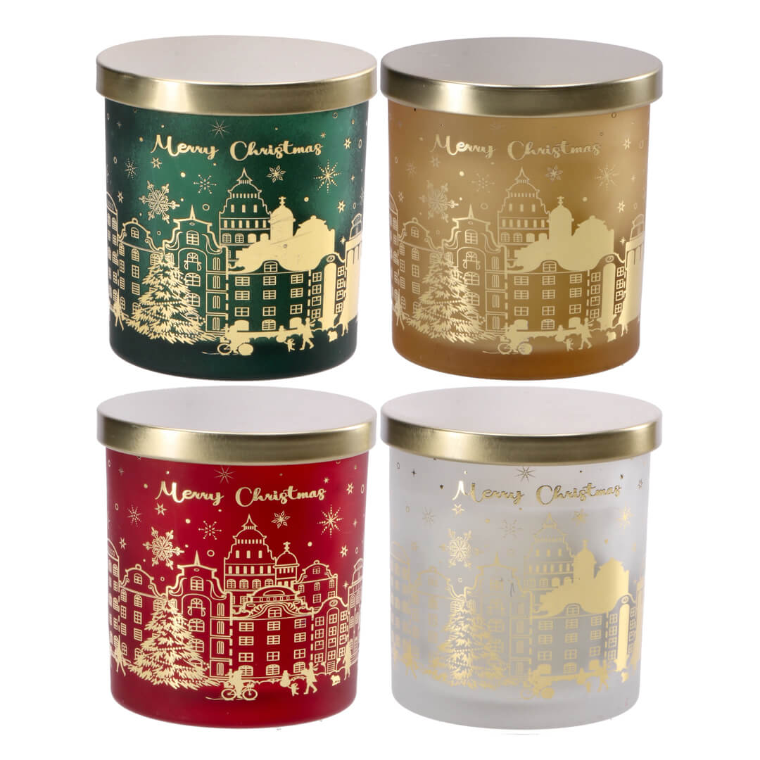 Sveča v steklenem kozarcu, 9x10 cm, sortirano