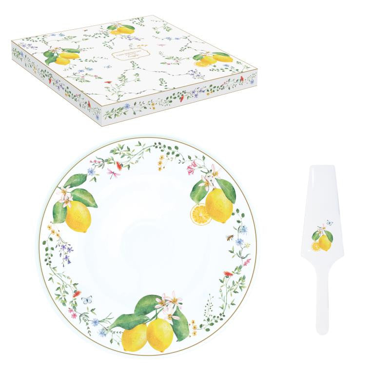 Servirni krožnik z lopatko Fleurs et Citrons, Ø32 cm