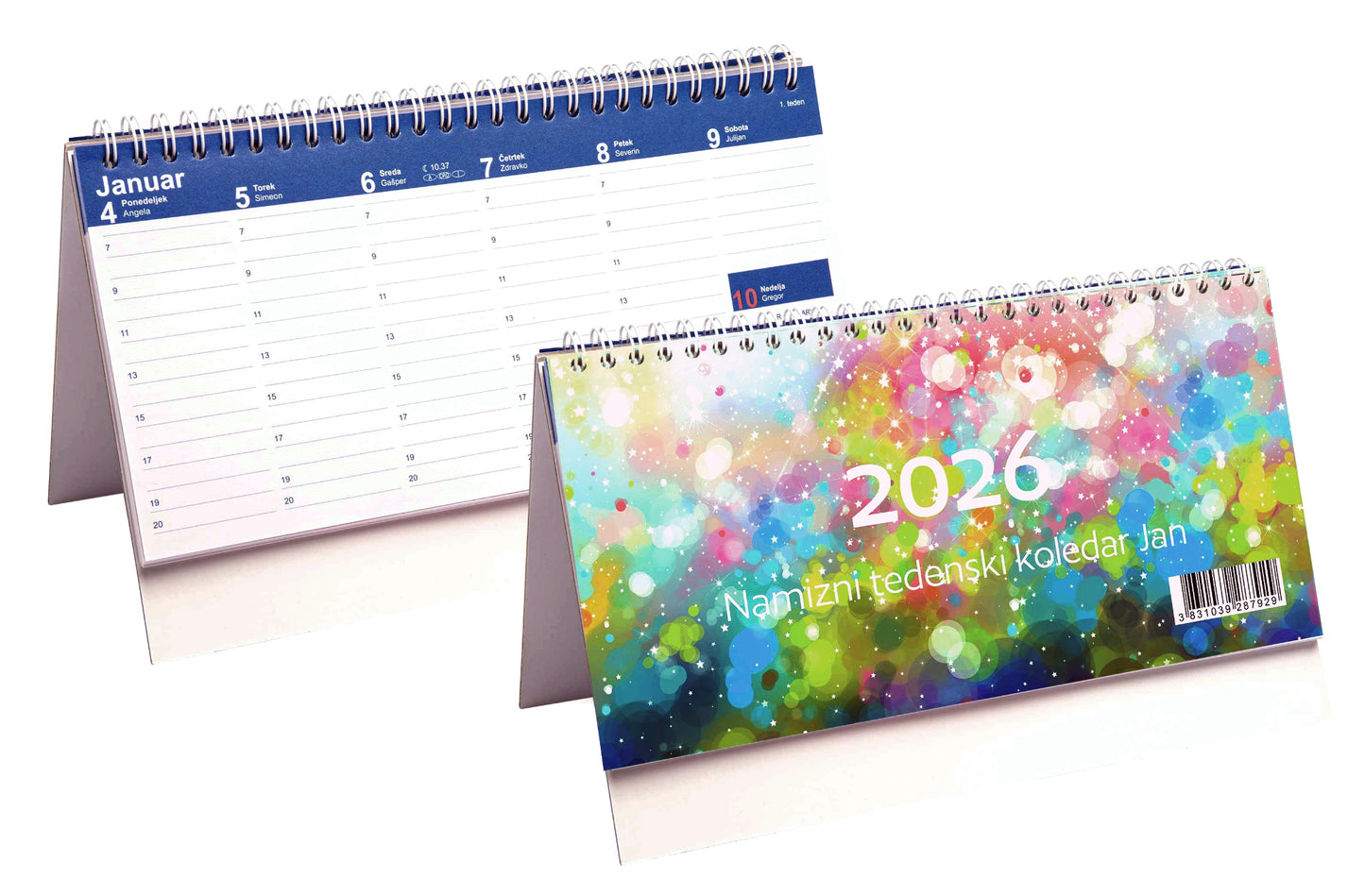 Namizni tedenski koledar Jan 2026, bel
