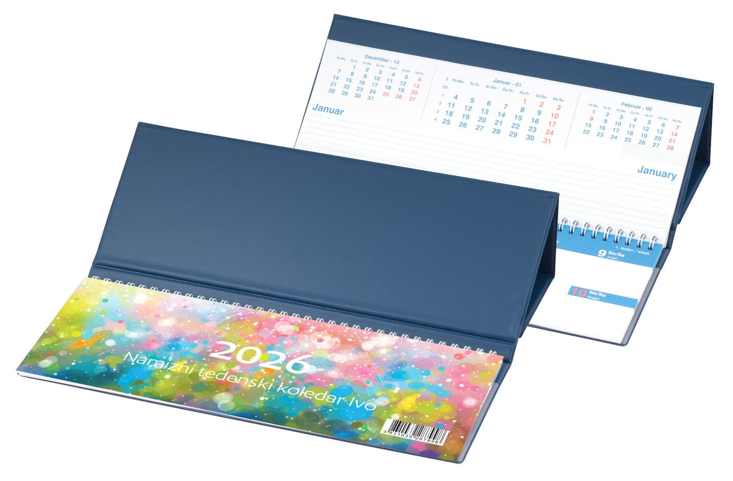 Namizni tedenski koledar Ivo 2026, moder