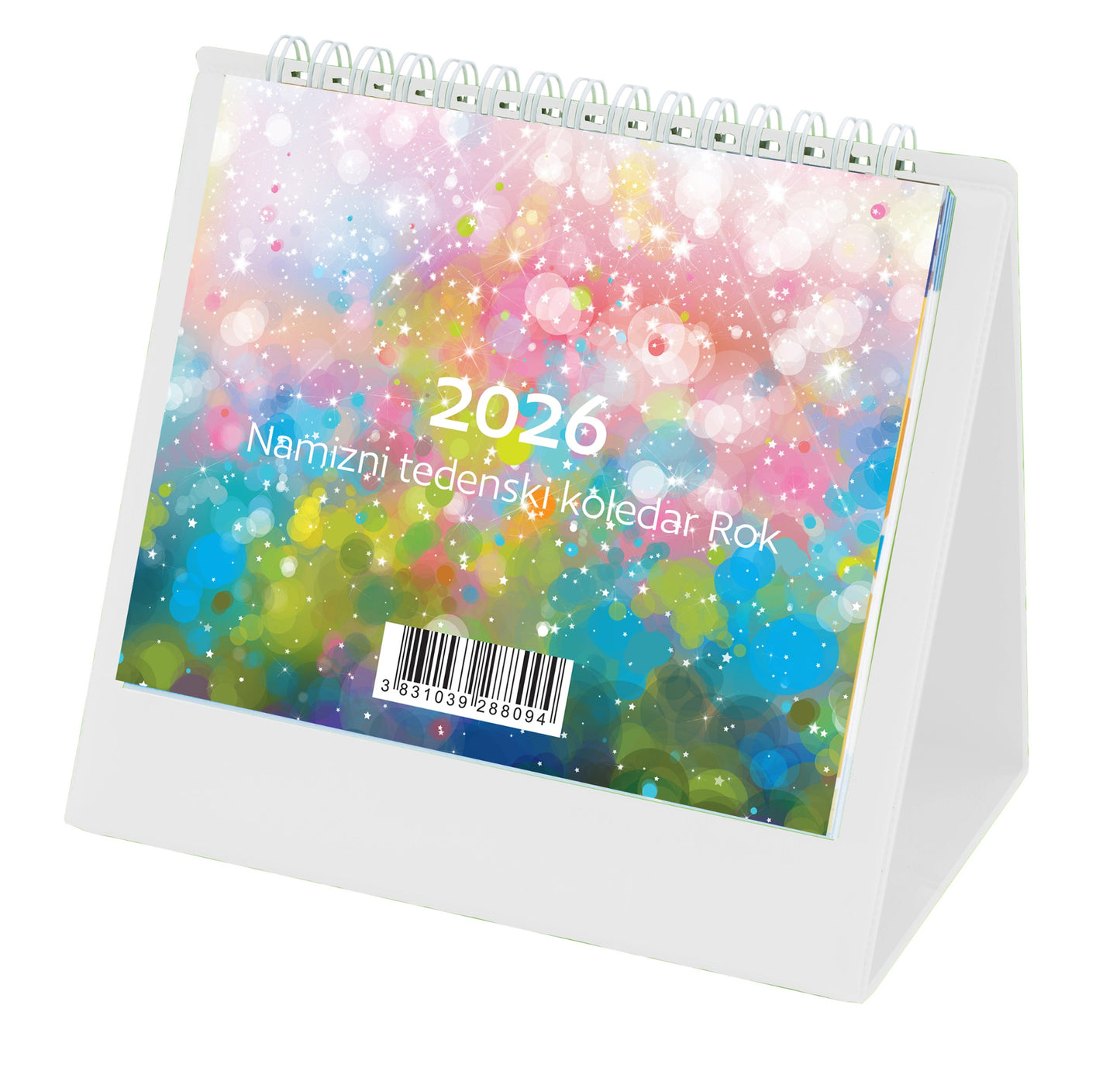 Namizni tedenski koledar Rok 2026, bel