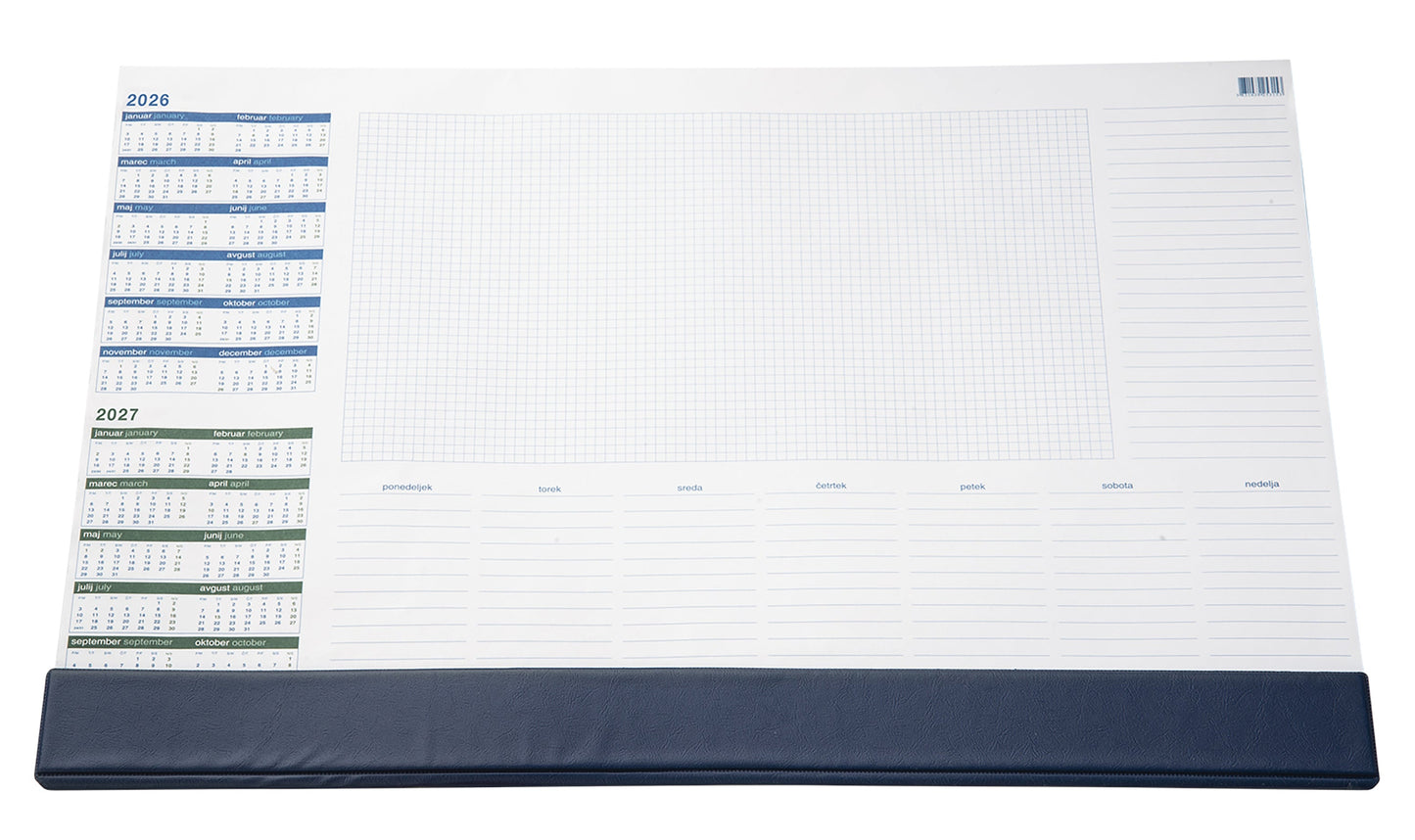 Namizna podloga s koledarjem 2026, modra