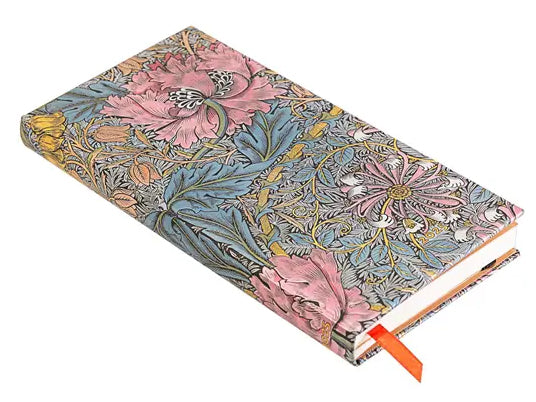 Planer Paperblanks "Morris Pink Honeysuckle" 2025, 12-mesečni, slim, horizontalen