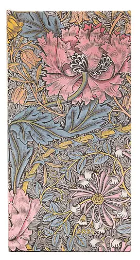 Planer Paperblanks "Morris Pink Honeysuckle" 2025, 12-mesečni, slim, horizontalen